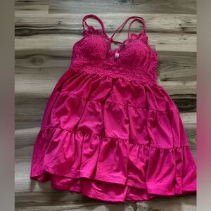 Flirty hot pink lace dress size xl